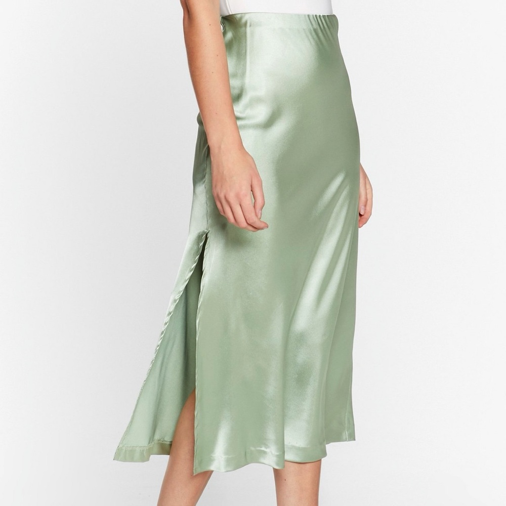 Nasty Gal Satin Midi Slit Skirt